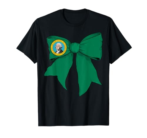 Kokettenschleifenband mit Flagge des US-Bundesstaates Washington für Mädchen T-Shirt Kokettenschleifenband mit Flagge des US-Bundesstaates Washington für Mädchen T-Shirt von Womens Coquette Bow Washington Heritage Flag Gifts