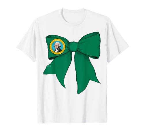 Kokettenschleifenband mit Flagge des US-Bundesstaates Washington für Mädchen T-Shirt Kokettenschleifenband mit Flagge des US-Bundesstaates Washington für Mädchen T-Shirt von Womens Coquette Bow Washington Heritage Flag Gifts