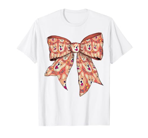 Welsh Pembroke Corgi Hund süßes Muster Mädchen Kokette Schleife T-Shirt Welsh Pembroke Corgi Hund süßes Muster Mädchen Kokette Schleife T-Shirt von Womens Coquette Bow Welsh Pembroke Corgi Dog Gifts