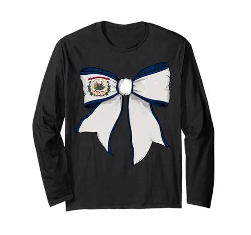 Kokettenschleifenband mit West-Virginia-Flagge für Mädchen Langarmshirt von Womens Coquette Bow West Virginia Heritage Gifts