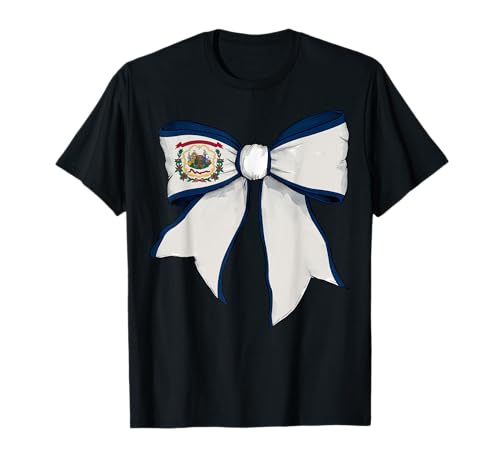 Kokettenschleifenband mit West-Virginia-Flagge für Mädchen T-Shirt von Womens Coquette Bow West Virginia Heritage Gifts