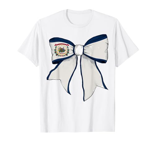 Kokettenschleifenband mit West-Virginia-Flagge für Mädchen T-Shirt von Womens Coquette Bow West Virginia Heritage Gifts