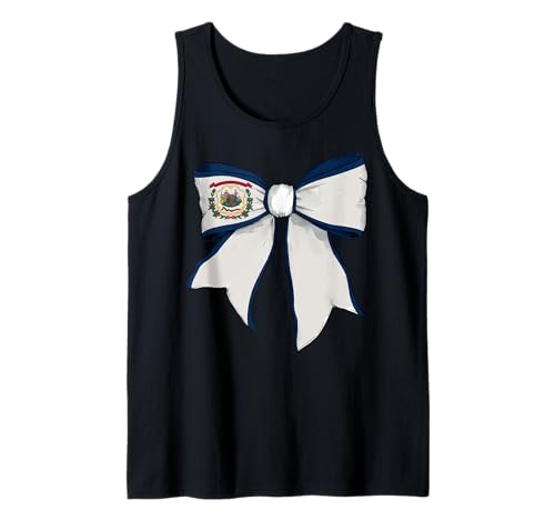 Kokettenschleifenband mit West-Virginia-Flagge für Mädchen Tank Top von Womens Coquette Bow West Virginia Heritage Gifts