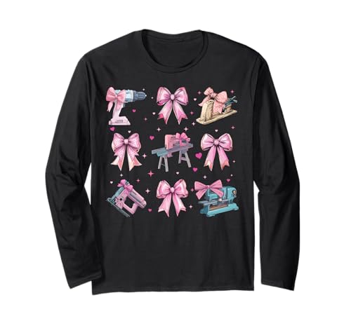 Holzbearbeitung Holzarbeiter Tischler Zimmerei Mädchen Kokette Bogen Langarmshirt Holzbearbeitung Holzarbeiter Tischler Zimmerei Mädchen Kokette Bogen Langarmshirt von Womens Coquette Bow Woodworking Woodworker Gifts