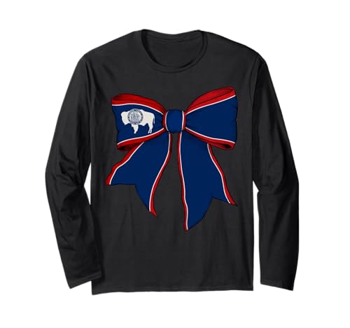 Kokettenschleifenband für Mädchen, Flagge des Bundesstaates Wyoming Langarmshirt Kokettenschleifenband für Mädchen, Flagge des Bundesstaates Wyoming Langarmshirt von Womens Coquette Bow Wyoming Heritage Flag Gifts