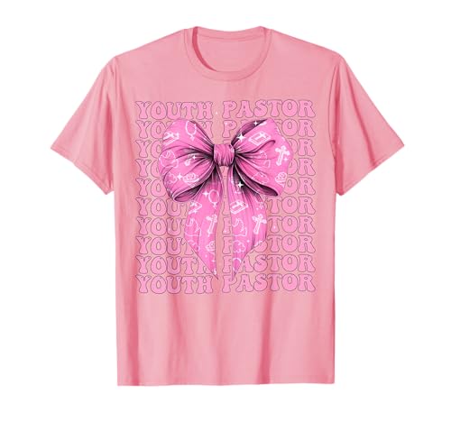Jugend Pastor Preacher Bibelkreuz Mädchen Kokette Schleife Rosa T-Shirt von Womens Coquette Bow Youth Pastor Preacher Gifts