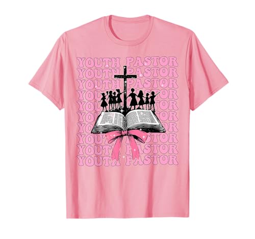 Jugend Pastor Preacher Bibelkreuz Mädchen Kokette Schleife Rosa T-Shirt von Womens Coquette Bow Youth Pastor Preacher Gifts
