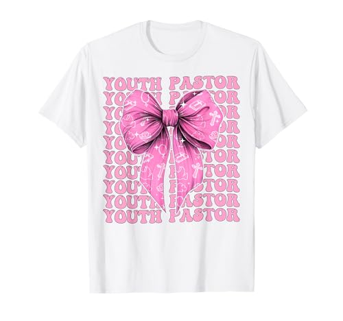 Jugend Pastor Preacher Bibelkreuz Mädchen Kokette Schleife Rosa T-Shirt von Womens Coquette Bow Youth Pastor Preacher Gifts