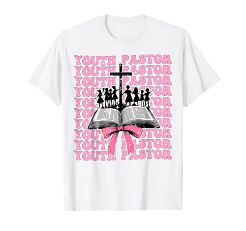 Jugend Pastor Preacher Bibelkreuz Mädchen Kokette Schleife Rosa T-Shirt von Womens Coquette Bow Youth Pastor Preacher Gifts