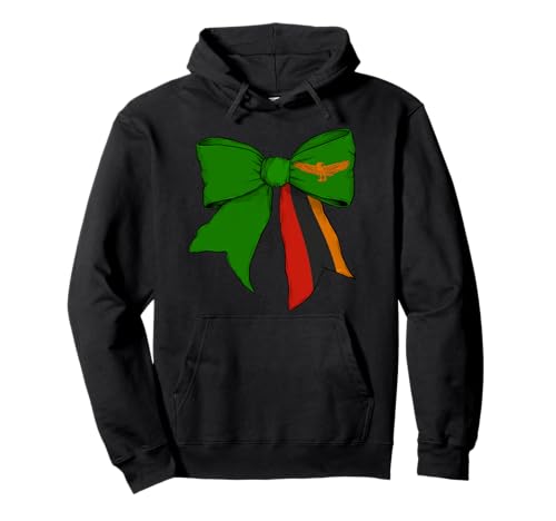 Sambia Sambia Pride Flag Girl Coquette Bow Ribbon Pullover Hoodie von Womens Coquette Bow Zambia Heritage Flag Gifts
