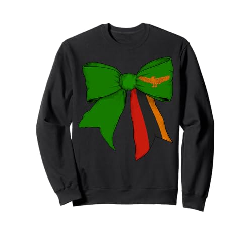 Sambia Sambia Pride Flag Girl Coquette Bow Ribbon Sweatshirt von Womens Coquette Bow Zambia Heritage Flag Gifts