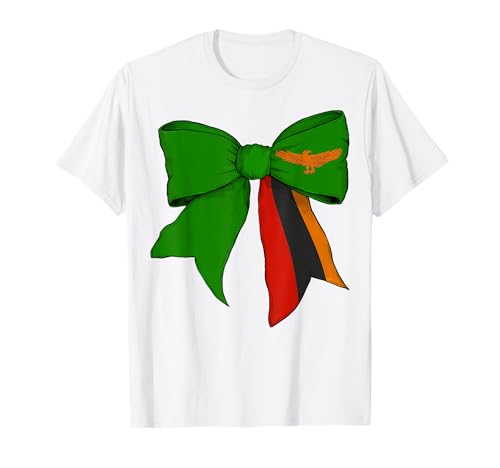 Sambia Sambia Pride Flag Girl Coquette Bow Ribbon T-Shirt Sambia Sambia Pride Flag Girl Coquette Bow Ribbon T-Shirt von Womens Coquette Bow Zambia Heritage Flag Gifts