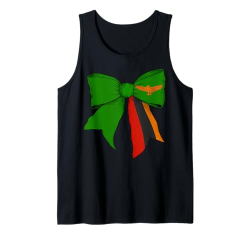 Sambia Sambia Pride Flag Girl Coquette Bow Ribbon Tank Top von Womens Coquette Bow Zambia Heritage Flag Gifts