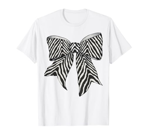 Zebra-Tierhaut-Muster, süßes Kostüm, Mädchen, Kokette Schleife T-Shirt Zebra-Tierhaut-Muster, süßes Kostüm, Mädchen, Kokette Schleife T-Shirt von Womens Coquette Bow Zebra Animal Gifts