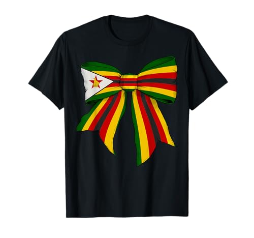 Zimbabwe Simbabwean Pride Flag Girl Coquette Bow Ribbon T-Shirt Zimbabwe Simbabwean Pride Flag Girl Coquette Bow Ribbon T-Shirt von Womens Coquette Bow Zimbabwe Heritage Flag Gifts