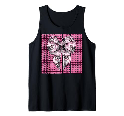 Staffordshire Bullterrier Hunde-Mädchen Kokette Schleife Rosa Tank Top von Womens Coquette Staffordshire Bull Terrier Gifts