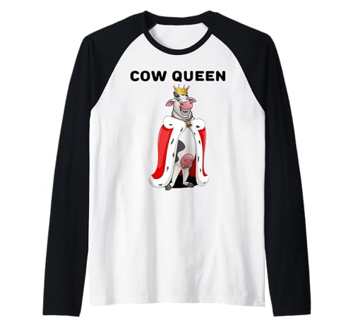 Cow Queen | Mädchen Kuh T-Shirt | Farmer Damen Kuh Raglan von Womens Cow Shirts for Girls