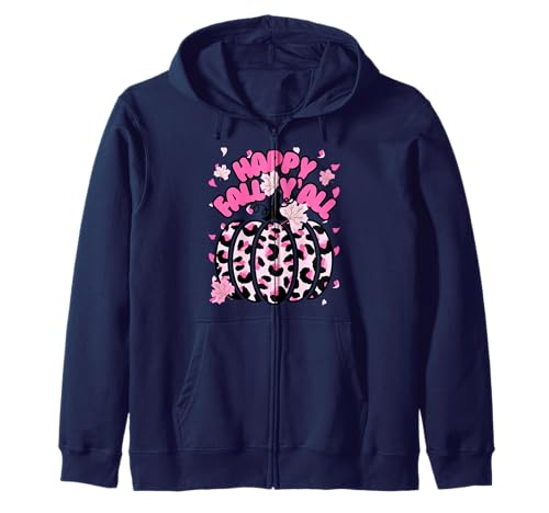 Niedlicher Halloween-Kürbis für Mädchen mit Aufschrift Happy Fall Y'all, Pink Kapuzenjacke Niedlicher Halloween-Kürbis für Mädchen mit Aufschrift Happy Fall Y'all, Pink Kapuzenjacke von Womens Cute Fall Cheetah Pumpkin Cute Pink Things