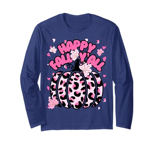Niedlicher Halloween-Kürbis für Mädchen mit Aufschrift Happy Fall Y'all, Pink Langarmshirt Niedlicher Halloween-Kürbis für Mädchen mit Aufschrift Happy Fall Y'all, Pink Langarmshirt von Womens Cute Fall Cheetah Pumpkin Cute Pink Things