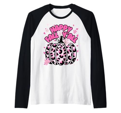 Niedlicher Halloween-Kürbis für Mädchen mit Aufschrift Happy Fall Y'all, Pink Raglan Niedlicher Halloween-Kürbis für Mädchen mit Aufschrift Happy Fall Y'all, Pink Raglan von Womens Cute Fall Cheetah Pumpkin Cute Pink Things