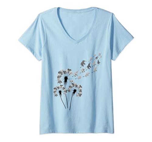 Damen Löwenzahn-Elefanten-Shirt für Elefantenliebhaber, Damen, Elefant T-Shirt mit V-Ausschnitt Damen Löwenzahn-Elefanten-Shirt für Elefantenliebhaber, Damen, Elefant T-Shirt mit V-Ausschnitt von Womens Elephant Shirts