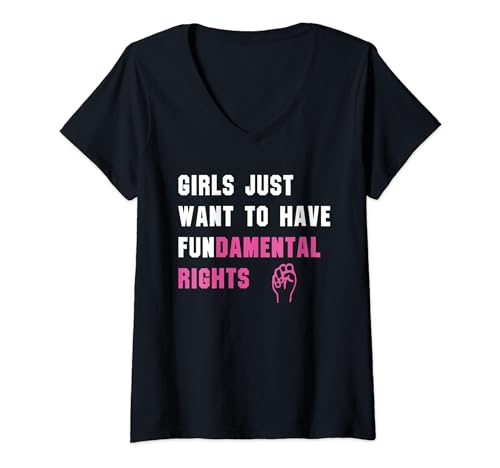 Damen Damen Mädchen Just Want To Have Fundamental Rights Funny T-Shirt mit V-Ausschnitt Damen Damen Mädchen Just Want To Have Fundamental Rights Funny T-Shirt mit V-Ausschnitt von Womens Girls Just Want to Have Fundamental Rights