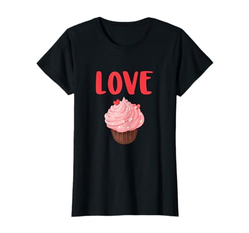 Damen Valentinstag Shirt Love Cup Cake Valentinstag T-Shirt von Womens Heart Shirt Valentines Shirts for Women