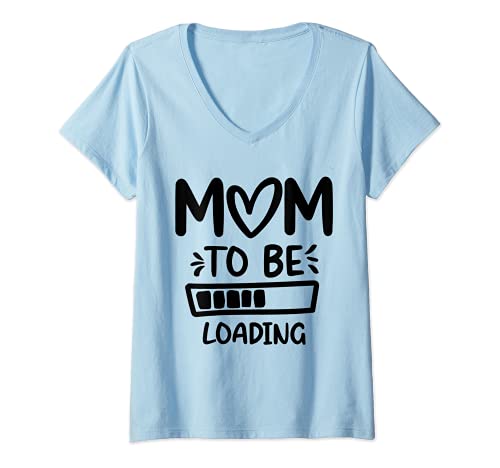 Damen Womens Mama Loading Future Mom New Mommy Mother Soon to be T-Shirt mit V-Ausschnitt von Womens Mama Loading Co.