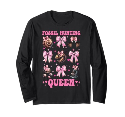 Fossil Jagd Königin Fossil Hunter Paläontologe Mädchen Mama Langarmshirt von Womens Paleontologists Coquette Bow Fossil Gifts
