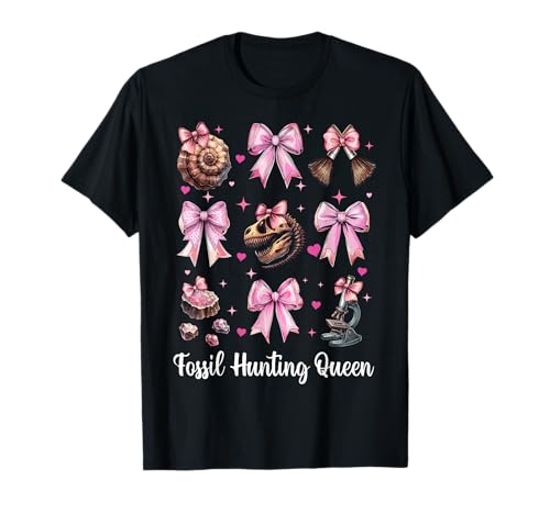 Fossil Jagd Königin Fossil Hunter Paläontologe Mädchen Mama T-Shirt von Womens Paleontologists Coquette Bow Fossil Gifts