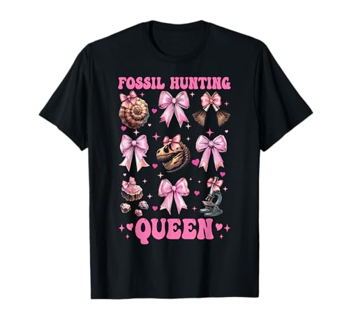 Fossil Jagd Königin Fossil Hunter Paläontologe Mädchen Mama T-Shirt von Womens Paleontologists Coquette Bow Fossil Gifts