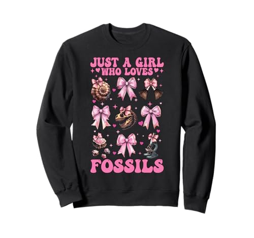 Nur EIN Mädchen, das Fossilien liebt Fossil Hunting Fossil Hunter Sweatshirt von Womens Paleontologists Coquette Bow Fossil Gifts