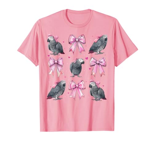 Afrikanische graue Papageienmädchen, Kokette Schleife, rosa Mama T-Shirt Afrikanische graue Papageienmädchen, Kokette Schleife, rosa Mama T-Shirt von Womens Pink Coquette Bow African Grey Parrot Gifts