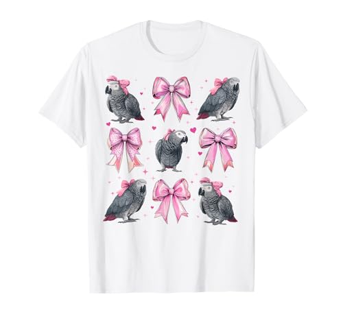 Afrikanische graue Papageienmädchen, Kokette Schleife, rosa Mama T-Shirt von Womens Pink Coquette Bow African Grey Parrot Gifts