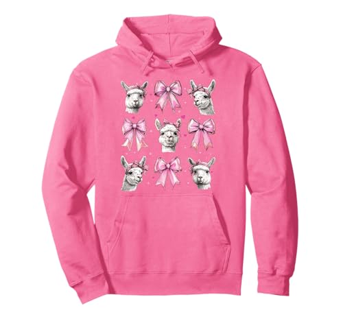 Alpaka Lama-Mädchen Kokette Schleife Rosa Mama Pullover Hoodie von Womens Pink Coquette Bow Alpaka Llama Gifts