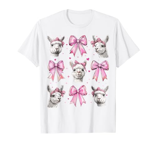 Alpaka Lama-Mädchen Kokette Schleife Rosa Mama T-Shirt von Womens Pink Coquette Bow Alpaka Llama Gifts