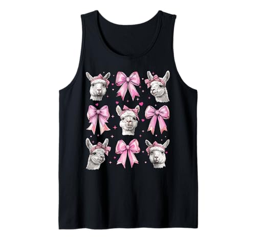 Alpaka Lama-Mädchen Kokette Schleife Rosa Mama Tank Top von Womens Pink Coquette Bow Alpaka Llama Gifts
