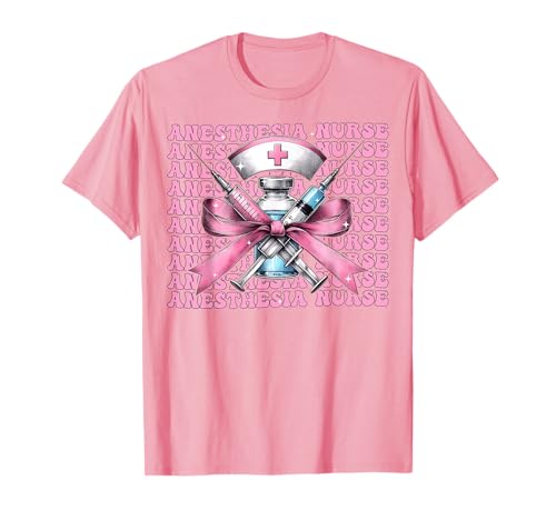 Anästhesie Krankenschwester Anästhesist Injektion Mädchen Kokette Bogen T-Shirt Anästhesie Krankenschwester Anästhesist Injektion Mädchen Kokette Bogen T-Shirt von Womens Pink Coquette Bow Anesthesia Nurse Gifts