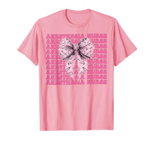 Anästhesie Krankenschwester Anästhesist Injektion Mädchen Kokette Bogen T-Shirt von Womens Pink Coquette Bow Anesthesia Nurse Gifts
