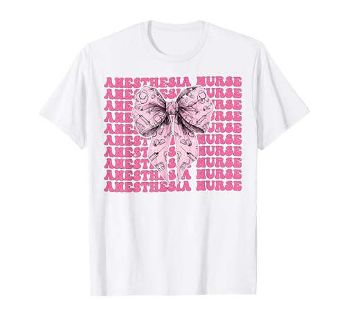 Anästhesie Krankenschwester Anästhesist Injektion Mädchen Kokette Bogen T-Shirt von Womens Pink Coquette Bow Anesthesia Nurse Gifts