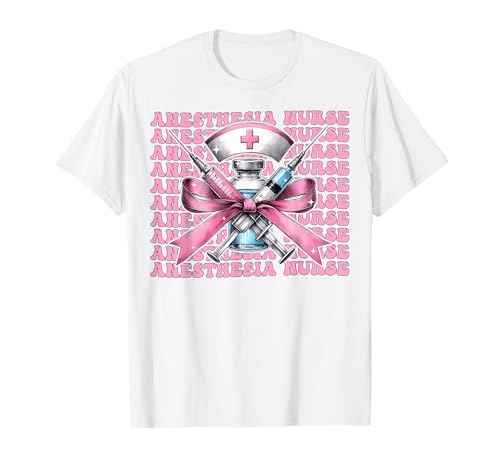 Anästhesie Krankenschwester Anästhesist Injektion Mädchen Kokette Bogen T-Shirt von Womens Pink Coquette Bow Anesthesia Nurse Gifts