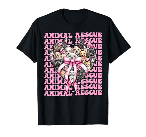 Animal Rescue Adopt Hunde Katzen Mädchen Kokette Schleife Rosa T-Shirt von Womens Pink Coquette Bow Animal Rescue Adopt Gifts