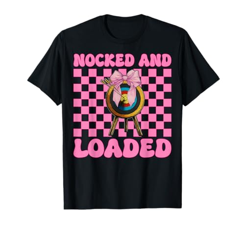 Bogenschießen Mädchen Mama Bogenschützer Bogen und Pfeil Nocked And Loaded T-Shirt Bogenschießen Mädchen Mama Bogenschützer Bogen und Pfeil Nocked And Loaded T-Shirt von Womens Pink Coquette Bow Archery Archer Gifts