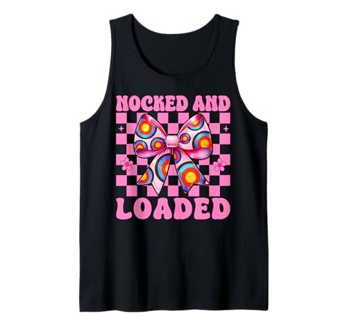 Bogenschießen Mädchen Mama Bogenschützer Bogen und Pfeil Nocked And Loaded Tank Top Bogenschießen Mädchen Mama Bogenschützer Bogen und Pfeil Nocked And Loaded Tank Top von Womens Pink Coquette Bow Archery Archer Gifts