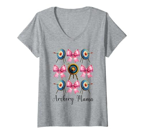 Damen Bogenschießen Mama Bogenschießen Mama Bogenschützen Bogen und Pfeil Muttertag T-Shirt mit V-Ausschnitt Damen Bogenschießen Mama Bogenschießen Mama Bogenschützen Bogen und Pfeil Muttertag T-Shirt mit V-Ausschnitt von Womens Pink Coquette Bow Archery Archer Gifts