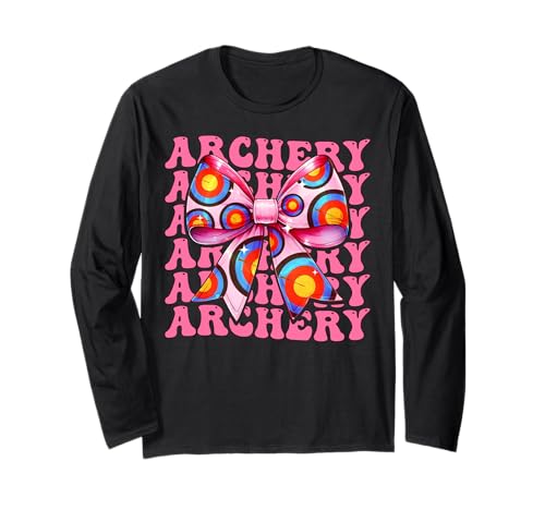 Kokette Bogen Bogenschießen Bogenschießen Bogen Pfeil Mädchen Mama Muttertag Langarmshirt Kokette Bogen Bogenschießen Bogenschießen Bogen Pfeil Mädchen Mama Muttertag Langarmshirt von Womens Pink Coquette Bow Archery Archer Gifts
