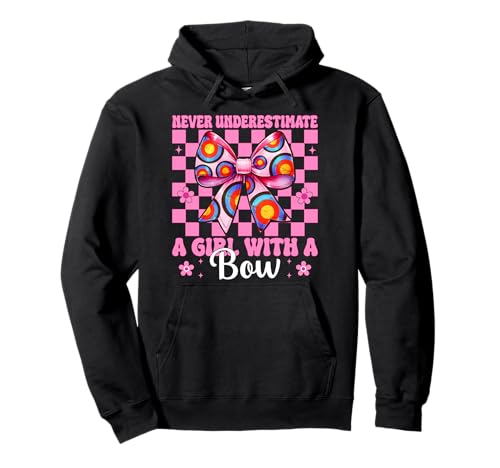 Unterschätze niemals ein Mädchen mit einem Bogen, Bogenschützin Pullover Hoodie Unterschätze niemals ein Mädchen mit einem Bogen, Bogenschützin Pullover Hoodie von Womens Pink Coquette Bow Archery Archer Gifts