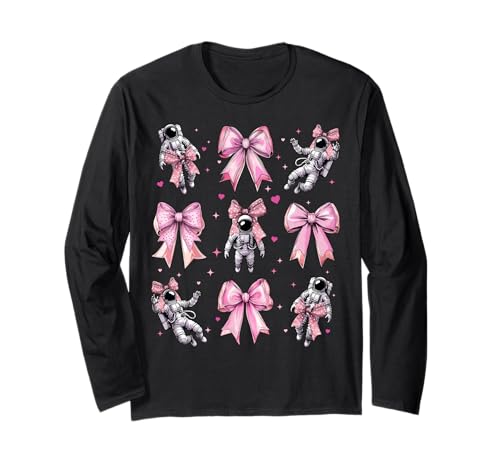 Astronaut Space Girl Kokette Schleife Rosa Mama Langarmshirt Astronaut Space Girl Kokette Schleife Rosa Mama Langarmshirt von Womens Pink Coquette Bow Astronaut Space Gifts