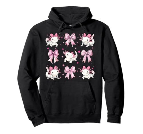 Axolotl Amphibien Girl Coquette Bow Pink Mom Mama Pullover Hoodie von Womens Pink Coquette Bow Axolotl Amphibian Gifts