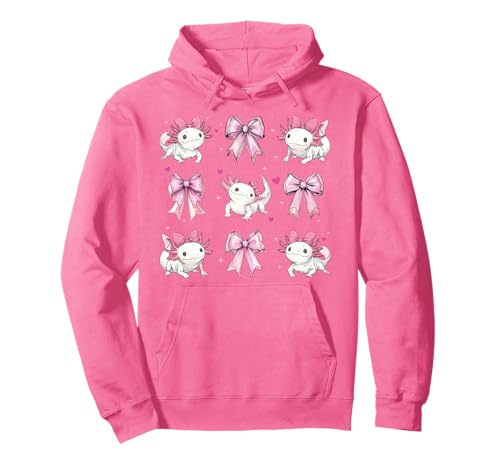 Axolotl Amphibien Girl Coquette Bow Pink Mom Mama Pullover Hoodie von Womens Pink Coquette Bow Axolotl Amphibian Gifts